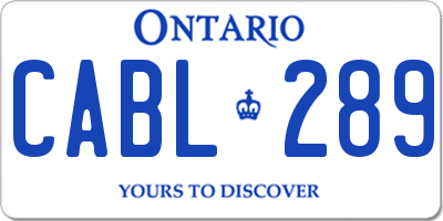 ON license plate CABL289