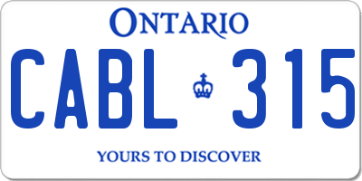 ON license plate CABL315