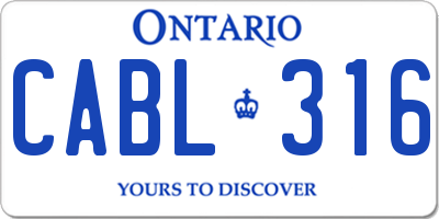 ON license plate CABL316