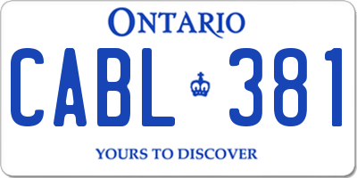 ON license plate CABL381