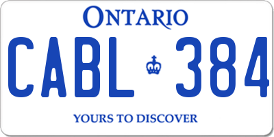 ON license plate CABL384