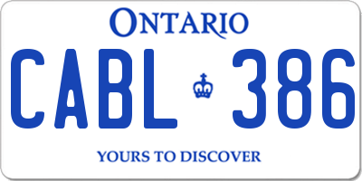 ON license plate CABL386