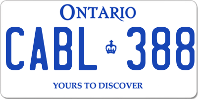 ON license plate CABL388