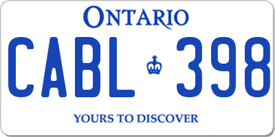 ON license plate CABL398