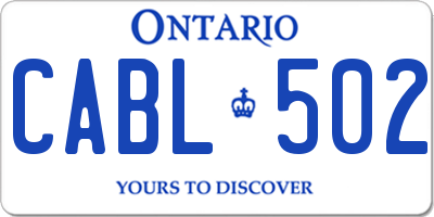 ON license plate CABL502