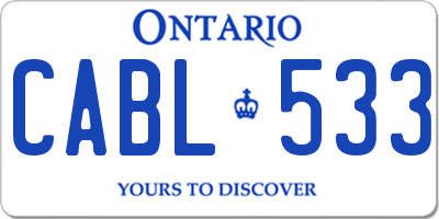 ON license plate CABL533