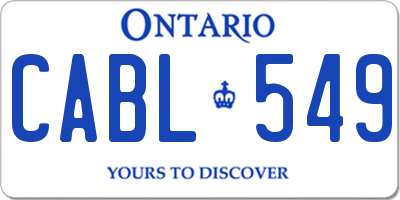 ON license plate CABL549