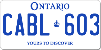 ON license plate CABL603