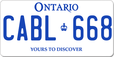 ON license plate CABL668