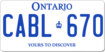 ON license plate CABL670