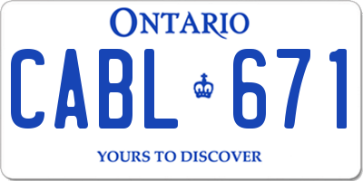 ON license plate CABL671