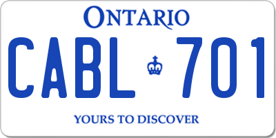 ON license plate CABL701