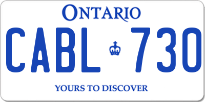 ON license plate CABL730