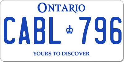 ON license plate CABL796