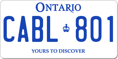 ON license plate CABL801