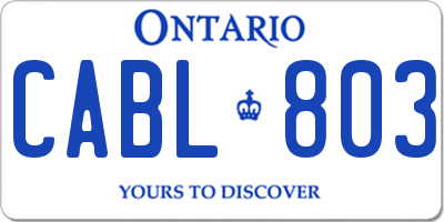 ON license plate CABL803