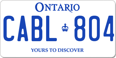 ON license plate CABL804