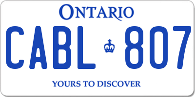 ON license plate CABL807