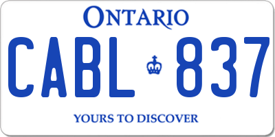 ON license plate CABL837