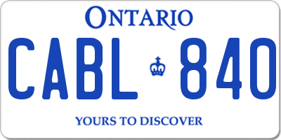 ON license plate CABL840