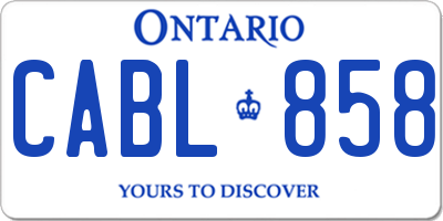 ON license plate CABL858