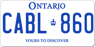 ON license plate CABL860