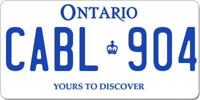 ON license plate CABL904