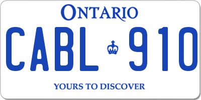 ON license plate CABL910