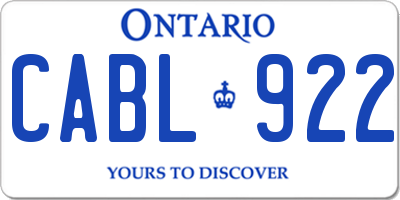 ON license plate CABL922