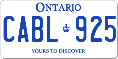 ON license plate CABL925