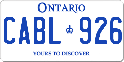 ON license plate CABL926