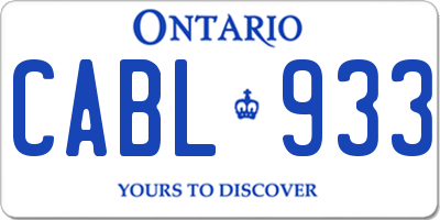 ON license plate CABL933