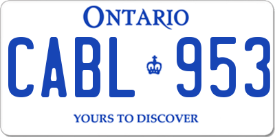 ON license plate CABL953