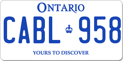 ON license plate CABL958