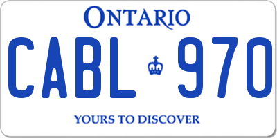 ON license plate CABL970