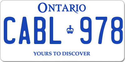 ON license plate CABL978