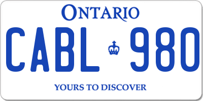 ON license plate CABL980