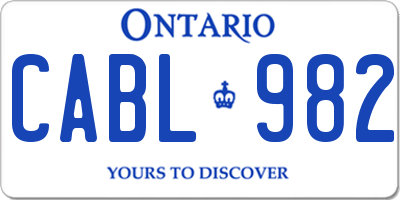 ON license plate CABL982