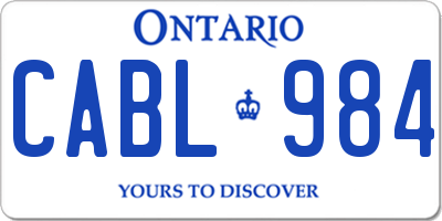 ON license plate CABL984