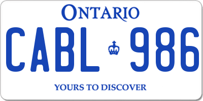 ON license plate CABL986