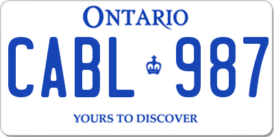 ON license plate CABL987