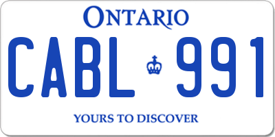 ON license plate CABL991