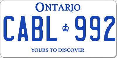 ON license plate CABL992