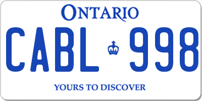 ON license plate CABL998