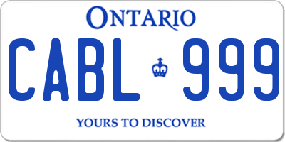 ON license plate CABL999