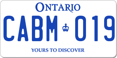 ON license plate CABM019