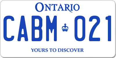 ON license plate CABM021