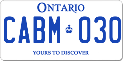 ON license plate CABM030