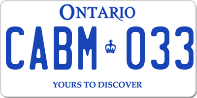 ON license plate CABM033