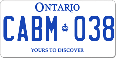 ON license plate CABM038